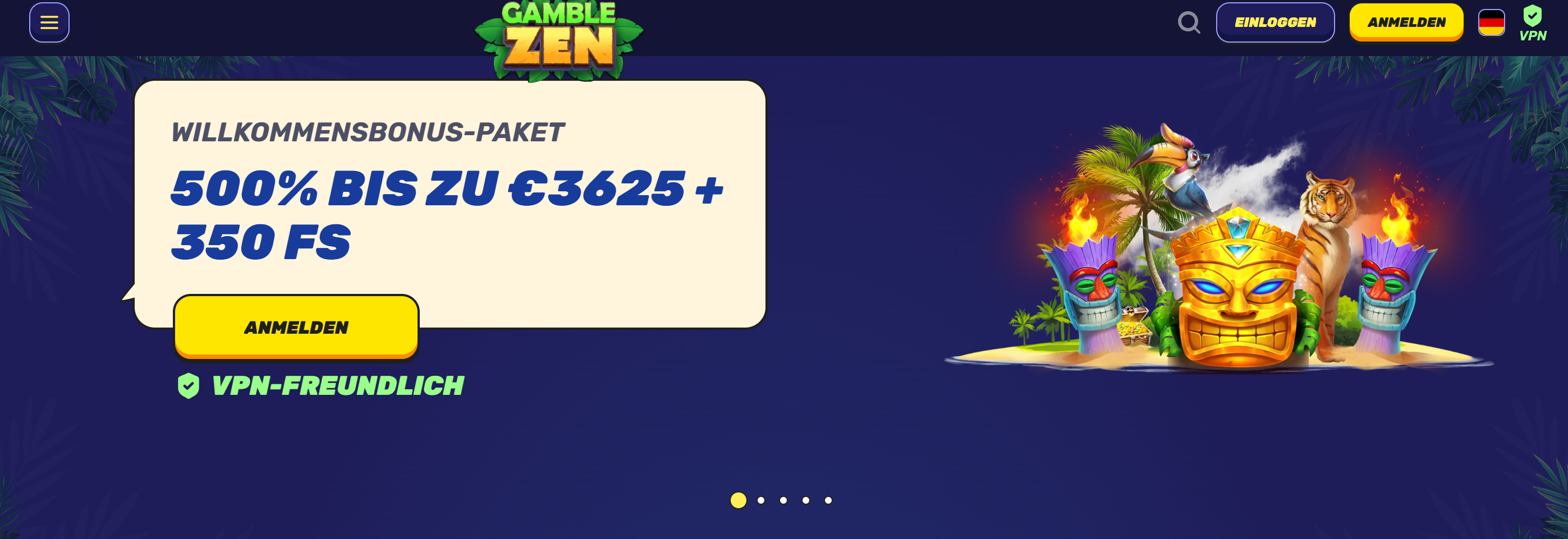 Screenshot der Website von Gamblezen Casino
